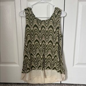 Rose & Olive Green and Cream Patterned Tank Top